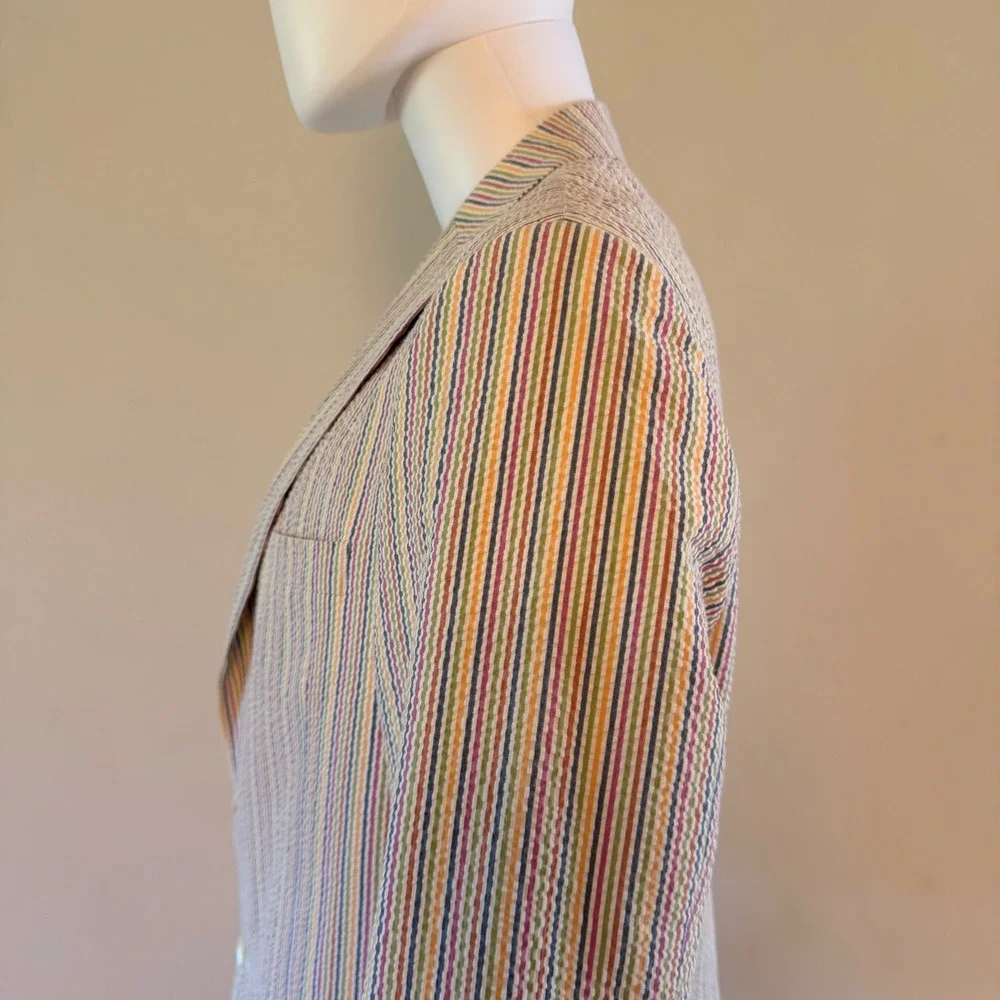 Maus & Hoffman Mens 44R Seersucker Stripe Sport Coat Blazer Multi-Color USA Made